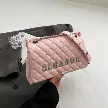 Модная простая сумка-маленький квадрат с цепочкой в виде кольца-сетки, тренд мягких тканей для комфортной носки.