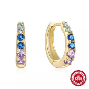 Fashion Simple Wind S925 Sterling Silver Personality Size Gradual Change Diamond Design Earrings Earrings 925 Silver золотой