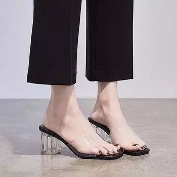 Fashion Slides Clear Sexy Shoes Flip Flops Women s Slippers and Ladies Sandals Jelly Heeled Transparent Waterproof High Quality Eva Shoe 35