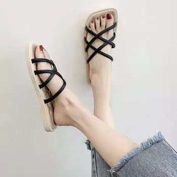 Fashion Slides on Beach Women s Slippers and Ladies Sandals Summer 2024 Open Toe Shoes Low Heel Sale Y Top Designs F Casual Natural Skin 36