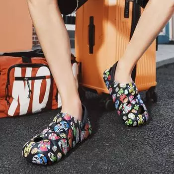 Fashion Slides Slip-resistant Men s Shoe Hole Summer Male Slipper Original 2024 Fashion Eva Cheap Shoes Korean Style Rubber Style Trend 39