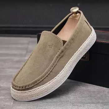 Fashion Slip on Men Casual Shoes Concise Mens Canvas Shoes Comfort Non-slip Male Moccasins New Fashion Outdoor Peas Shoes Erkek Ayakkab 39 хаки