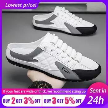 Fashion Slippers Men s Sneakers Summer Half Slippers Sandals High quality shoes tennis Shoes zapatos tenis hombres zapatos para hombres 39 белый