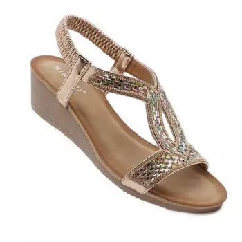 Модные сандалии для пригородных поездок на каблуке с открытым носком и нескользящей подошвой 36 шампанского