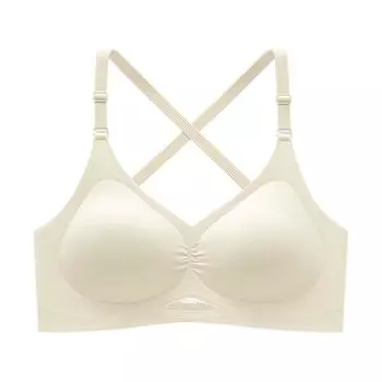 fashion Small breasts gather jelly 6cm sponge thickened back cross seamless underwear ice silk bra no steel ring bra M белый