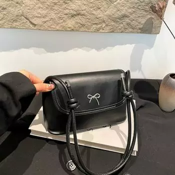 Модная маленькая квадратная сумка в иностранном стиле из искусственной кожи с текстурированным бантом на плече, универсальная сумка для подмышек красный