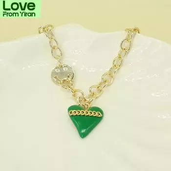 Fashion Smile Face Peach Heart Pendant Necklace Clavicle Chain For Unisex Punk Choker Trend Pop Retro Hip Hop Jewelry Gifts 45cm