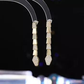 Fashion snake-shaped zodiac animal stud earrings for women s s925 silver needles slightly inlaid with zirconium temperament high-end earrings золотой