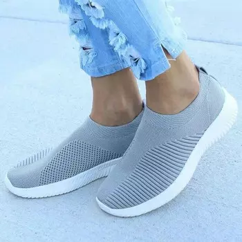 Fashion Sneaker Woman Flat Ladies Shoes Plus Size Sneaker Women Slip On Sock Shoes Platform Women s Sneakers Zapatos De Mujer 35 фиолетовый
