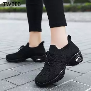 Fashion Sneakers Dance Shoes for Women ing Woven Mesh Comfortable Modern Jazz Dancing Shoes Girls Ladies Outdoor Sports Shoes 35 чёрный
