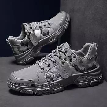 Fashion Sneakers Men Camouflage Shoes Cool Young Street Style Cloth Breathable Male Footwear Thick Sole D141 39 серый