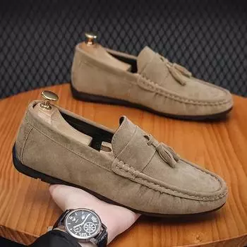 Модные кроссовки мужские модные классические кисточки Drive Casual Boat Shoes мужские высококачественные удобные мягкие подошвы мужские мокасины 2024 39 хаки