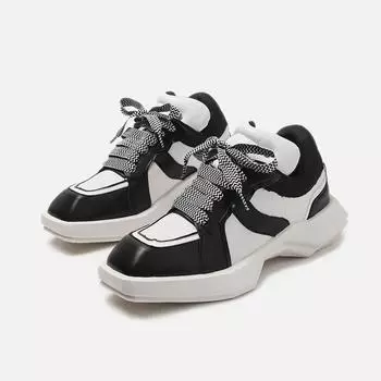 Модные кроссовки, женская обувь 2024 года, новые женские туфли, повседневные лоферы на шнуровке, женская обувь из вулканизированной кожи, обувь для скейтбординга, женская 35 чёрный