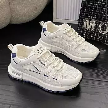 Fashion Sneakers Women Mesh Breathable Walking Flat Shoes Women Gym Vulcanized Shoes White Zapatillas Mujer Footwear 35 синий