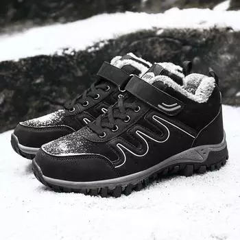 Fashion Snow Boots Men lace up Casual Men Boots Male Winter Shoes For Men Outdoor cotton warm Hiking Military Men Work Shoes Footwear 7 чёрный