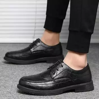 Fashion Social Shoe Male Business Black Round Toe Official Low Price Cheap Clearance Liquidation Party New Men s Formal Shoes Suit 39 38