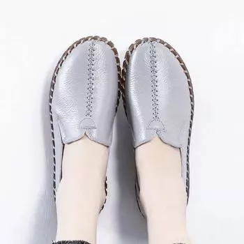 Модные кроссовки с мягкой подошвой, женские мокасины для мам, весна/осень 2024, повседневная обувь на плоской подошве, нескользящие женские белые серые синие мокасины CN35 ( Foot 22.5cm) серый