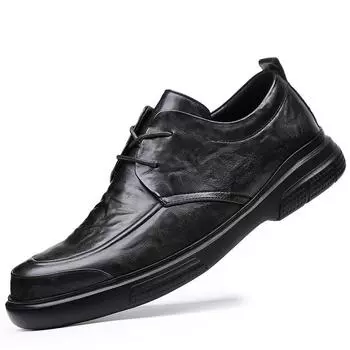 Fashion Soft Leather Non-slip Breathable Shoes Man Fashion Casual New Designer Men‘s Dress Shoes Solid Color Black Platform Shoe Men 38