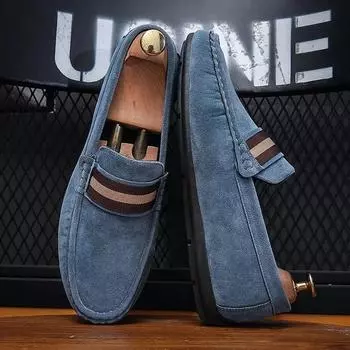 Fashion Soft-soled Walking Loafers New Low Top Casual Shoes for Men Comfortable All Match Men Driving Shoes Zapatos Para Hombres 39 синий