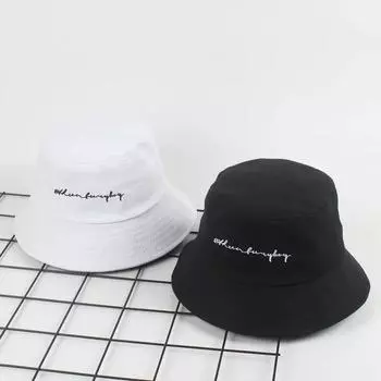 Fashion Solid Color Simple Bucket Hats Letter Embroidery Unisex Adult Sun Hat Outdoor Street Couple Fisherman Hats Head Decor 3