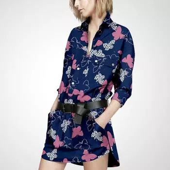 Fashion Special-Interest Slim-Fit Irregular Dress Sleeve Butterfly Print S