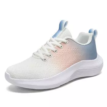 Fashion Spring and autumn new knitted casual sports women s comfortable lightweight soft sole walking breathable mesh women s shoes 35