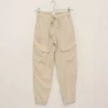 Fashion Spring and Autumn Women s Back Elastic Lace Flip Thin Pocket Tencel Parka Jogger Pants DD Beige White XL