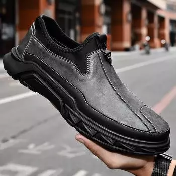 Fashion Spring Autumn Casual Men s Shoes 2025 New Men s Large Quality Cowhide Leather Shoes Soft Hand Sewn Lace Up Flat Footwear 38-46 38