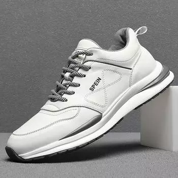 Fashion Spring Autumn Cow Leather Casual Sneakers for Men Fashion Soft-soled Casual Men s Platform Shoes Designer White Sports Shoes Man 38