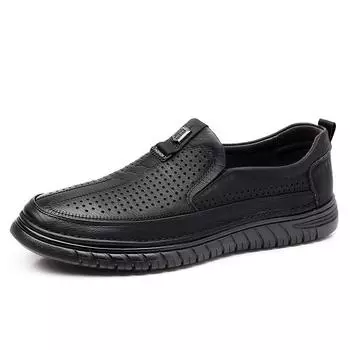 Fashion Spring Autumn Designer New Hollow Flat Men s Loafers Fashion British Style Soft Sole Casua Leather Outdoor Walking Men s Shoes 38