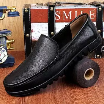 Fashion Spring Autumn Hot Selling Men s Genuine Leather Casual Shoes Non Slip Sole Breathable Loafers Men s Driving Shoes Free Delivery 37 коричневый