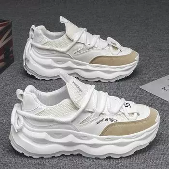 Модная весна-осень, новые высококачественные мужские сетчатые дышащие повседневные туфли, молодежная спортивная обувь, увеличивающая рост, туфли на платформе, кроссовки 39