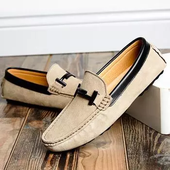 Fashion Spring Autumn NEW Men s Suede Loafers Comfortable Flats Casual Shoes Men Breathable Slip-On Soft Leather Driving Shoes Moccasins 38
