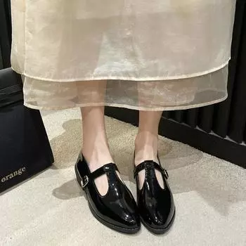 Fashion Spring Autumn New Women s Loafers Casual Pointed Toe Shallow Mouth Low Heel Pumps Black Belt Buckled Mary Jane Shoes for Women 36