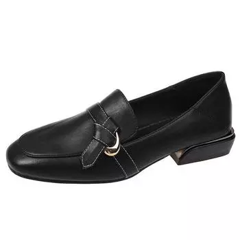 fashion Spring/Autumn New Women s Pumps Square Toe Slip on Shoes for Women Outdoor Low Heel Shoes Metal Decoration Office Lady Loafers 35 бежевый