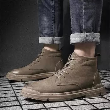 Fashion Spring-autumn Rubber Sole Men Loafers Shoes Boots Beige Male Boots Shoes Sneakers Sports New Arrival Daily Jogging Unique 39