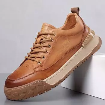 Fashion Spring Autumn Top Layer Cowhide Board Shoes Men s Sports Casual Shoes Genuine Leather Men s Shoes Men Leather Original Sneakers 37