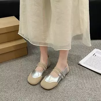 fashion Spring/Autumn Women s Flats Round Toe Flat Shoes for Women Platform Hook&loop Loafers Outdoor Fashion Light Causal Shallow Shoes 35 серебряный