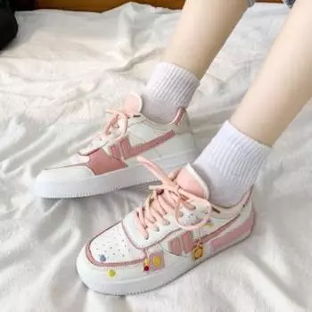 Fashion Spring Fashion Casual Comfortable Round Toe Thick-soled Sport Shoes Women Blue Low Top Platform Flats Ladies Vulcanize Shoes 35 синий