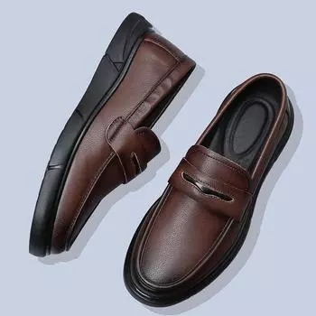 Fashion Spring Men s Fashion Genuine Leather Lazy Comfort Footwear Bean Shoes Brand Men s Breathable Soft Sole Anti Slip Driving Shoes 38 коричневый