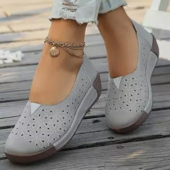 Fashion Spring New Style Women s Loafers Classic Solid Color Fashion Print Designer Brand Flat Shoes Shallow Mouth One Foot Casual Shoes 36 серый