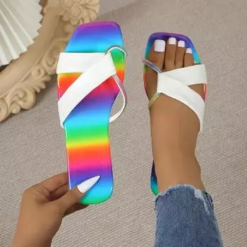 Fashion Spring/summer 2024 new sandals women bright diamond casual outdoor travel flip flop beach shoes non-slip durable slippers ms 36 белый