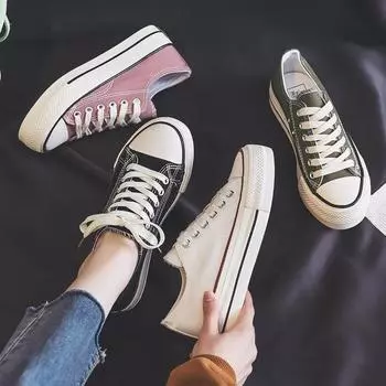 fashion Spring Thick Sole Women s Shoes Leisure Canvas Shoes Breathable Comfortable Sports Shoes Thick Sole Height Increasing Shoes 35