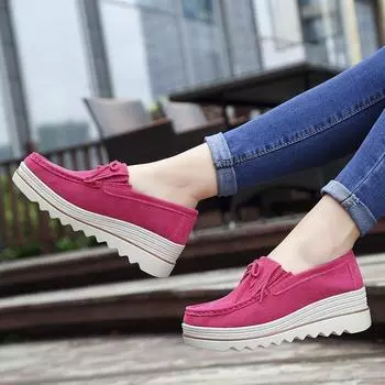Fashion Spring Women Flats Shoes Platform Sneakers Slip On Flats Leather Suede Ladies Loafers Casual Shoes Women loafers shoes f65 35 жёлтый