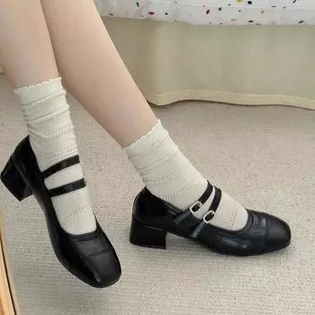 fashion Spring Women Mary Jane Shoes Fashion Rhinestone Ladies Elegant High Heel Shoes Street Style Women s Pumps Shoes 35 чёрный