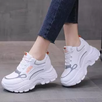 Fashion Spring Women s Breathable Casual Running sneakers Fashion Lightweight Thick Sole Heightened Dad Shoes Women s Sneakers 35-42 35 белый