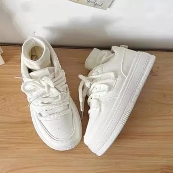 Fashion Sprots Shell Head Board Shoes for Women Spring Autumn New Designer Cream Color Platform Sneakers Women Sports Zapatos De Mujer 35 бежевый