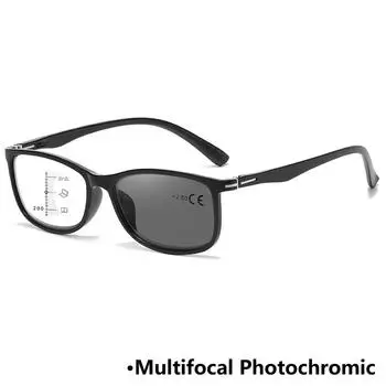Fashion Square Мультифокальные фотохромные очки для чтения Очки против синего света Оптические очки по рецепту +1.0 ДО +4.0 +100
