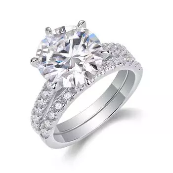 Fashion Stacked 925 Silver Ring Women S Sterling Silver, Solid Light Luxury High-End Moissanite Ring Beauty 5