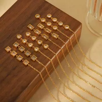 Fashion Stainless Steel Zircon Tassel Earrings Women s Temperament Premium Chain Earrings Fashion Light 18K